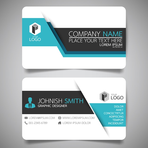 Blue and black layout business card template.