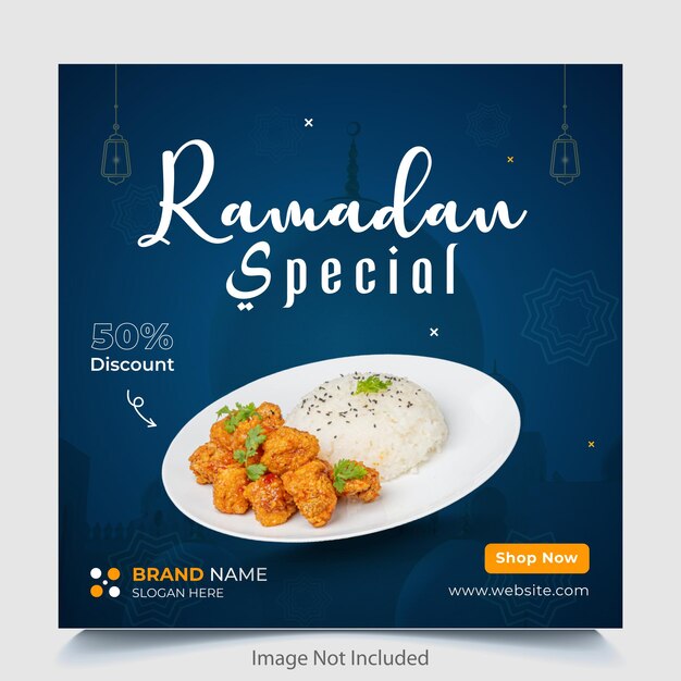 Vector a blue and black sign for ramadan special social media post