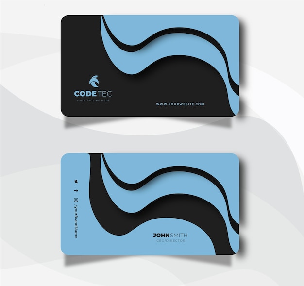 Vector blue black visiting card clean minimal. royal.  modern business card template