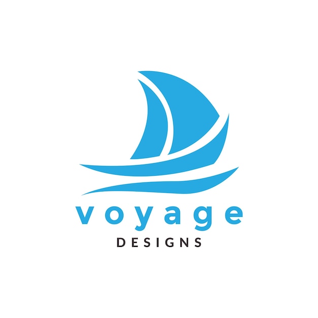 Blue boat voyage logo design vector graphic symbol icon sign illustration creative idea