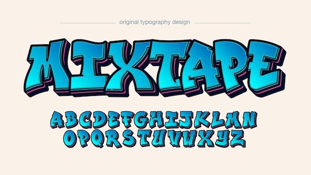 Blue Bold Graffiti Isolated Letters