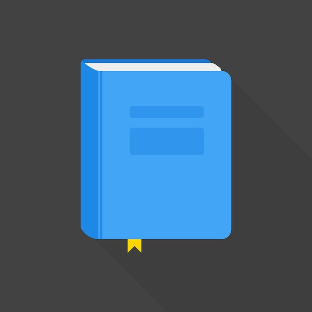 Blue book icon flat style with long shadow. Vector illustration.