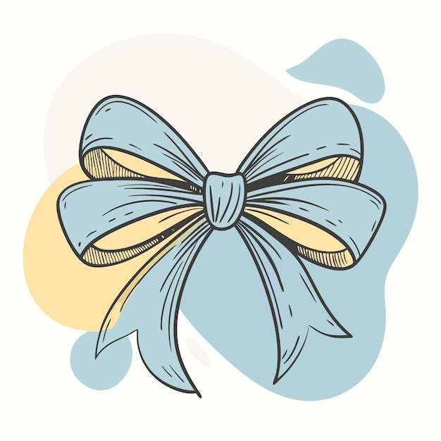 Vector a blue bow with yellow ribbon on it