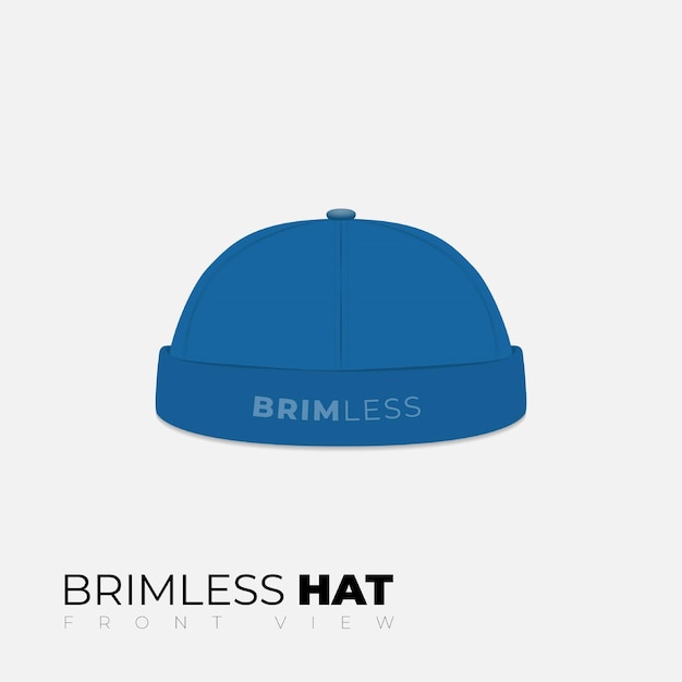 Blue brimless hat template in front view design