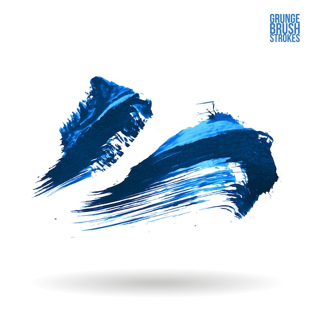 Blue brush stroke and texture Grunge vector abstract hand painted element