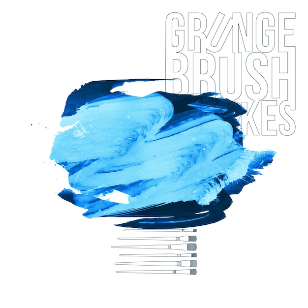 Blue brush stroke and texture Grunge vector abstract hand painted element