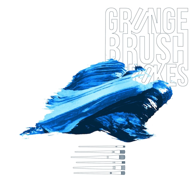 Blue brush stroke and texture Grunge vector abstract hand painted element