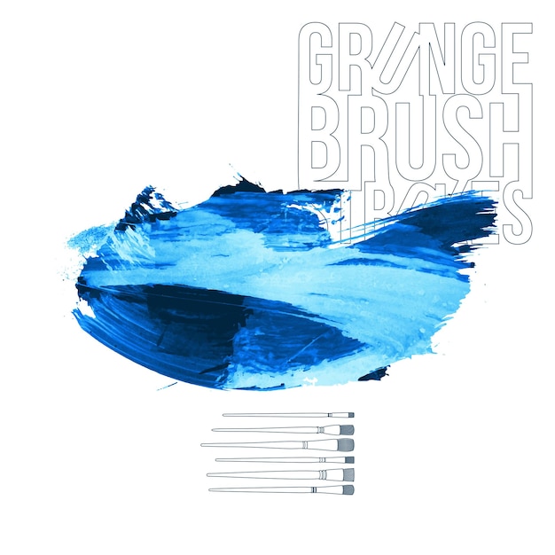 Blue brush stroke and texture Grunge vector abstract hand painted element