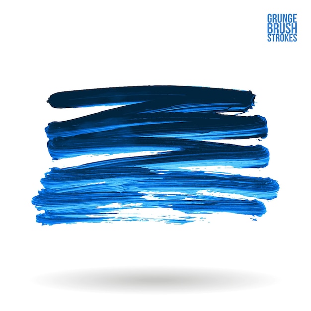 Blue brush stroke and texture Grunge vector abstract hand painted element