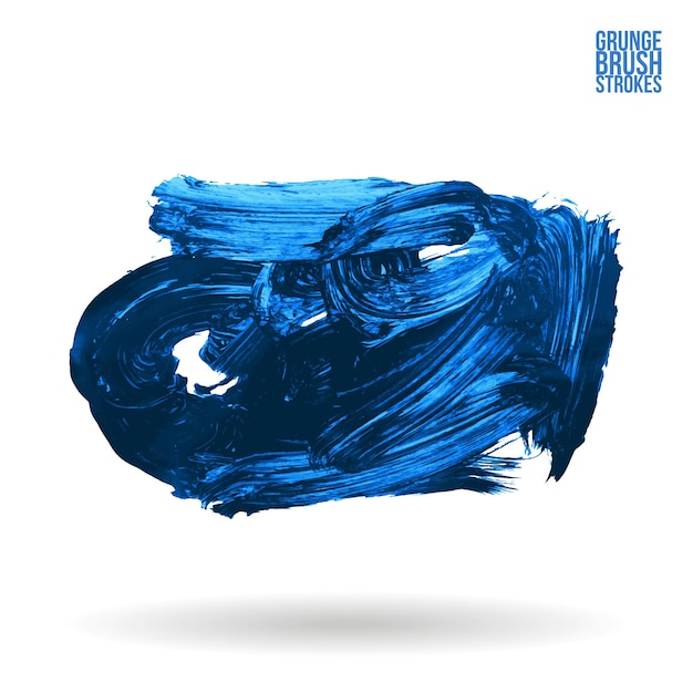 Blue brush stroke and texture Grunge vector abstract hand painted element