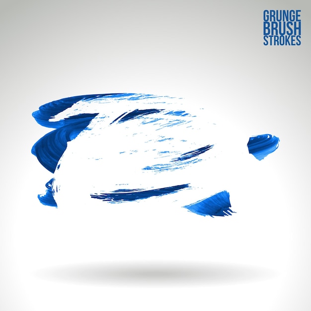 Blue brush stroke and texture Grunge vector abstract hand painted element