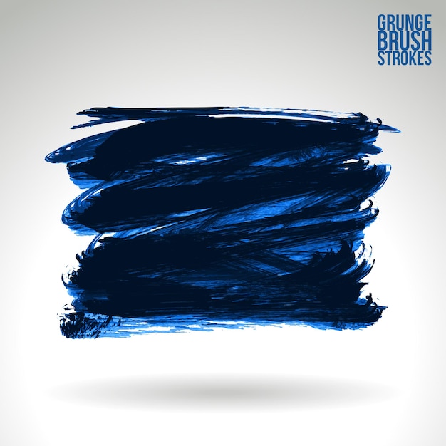 Blue brush stroke and texture Grunge vector abstract hand painted element