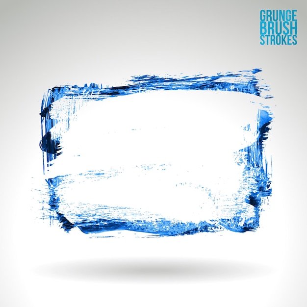 Blue brush stroke and texture Grunge vector abstract hand painted element