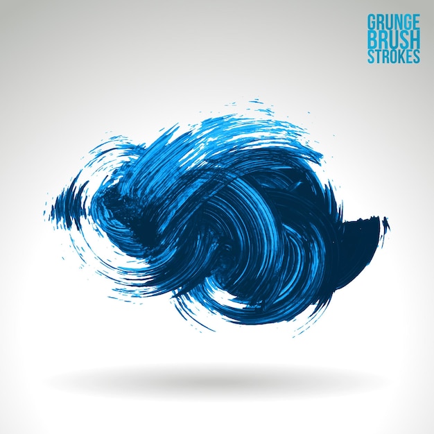 Blue brush stroke and texture Grunge vector abstract hand painted element