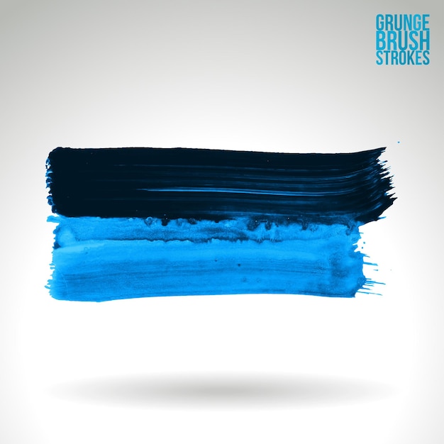 Blue brush stroke and texture. Grunge vector abstract hand - painted element.