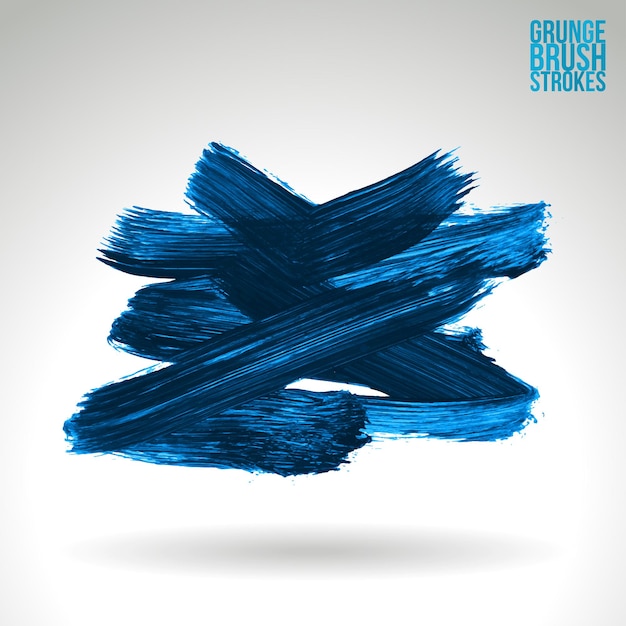 Blue brush stroke and texture. Grunge vector abstract hand - painted element.