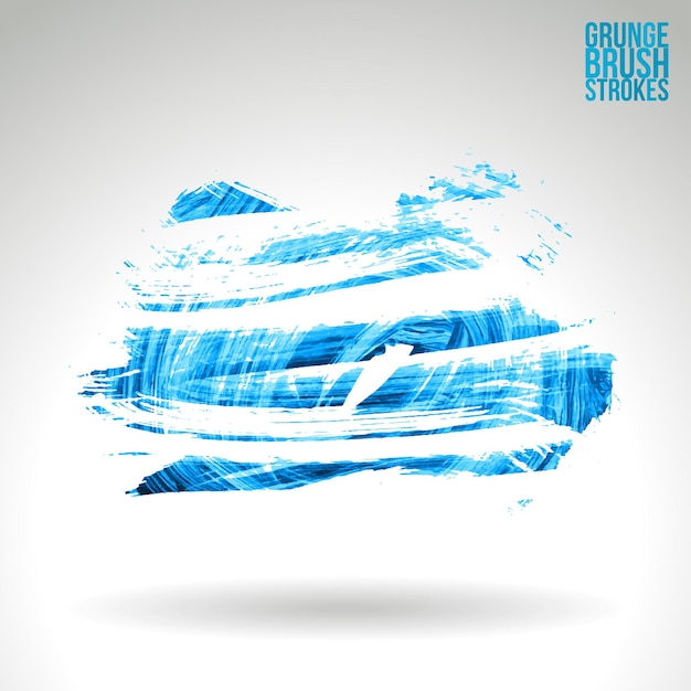 Blue brush stroke and texture. Grunge vector abstract hand - painted element.