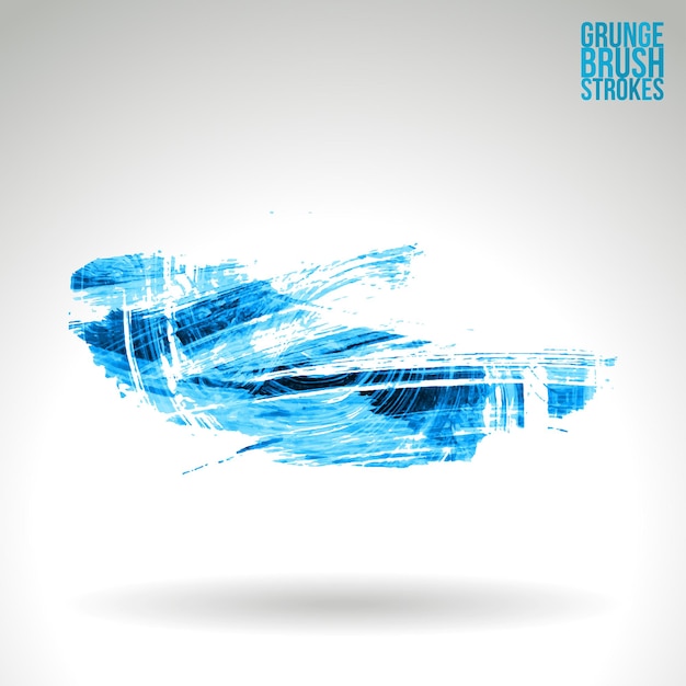 Blue brush stroke and texture. Grunge vector abstract hand - painted element.