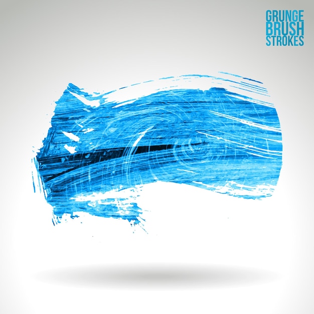 Blue brush stroke and texture. Grunge vector abstract hand - painted element.