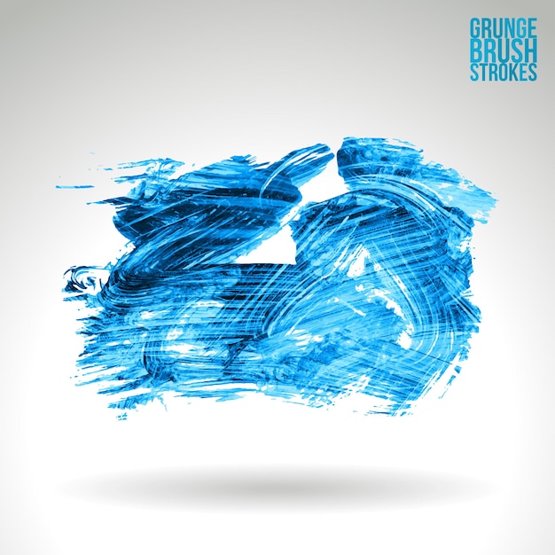 Blue brush stroke and texture. Grunge vector abstract hand - painted element.