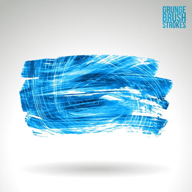 Blue brush stroke and texture. Grunge vector abstract hand - painted element.