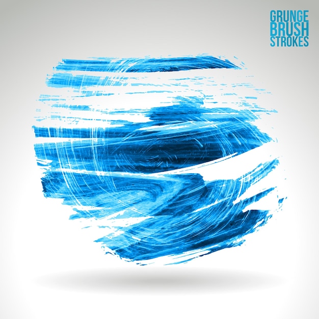 Blue brush stroke and texture. Grunge vector abstract hand - painted element.