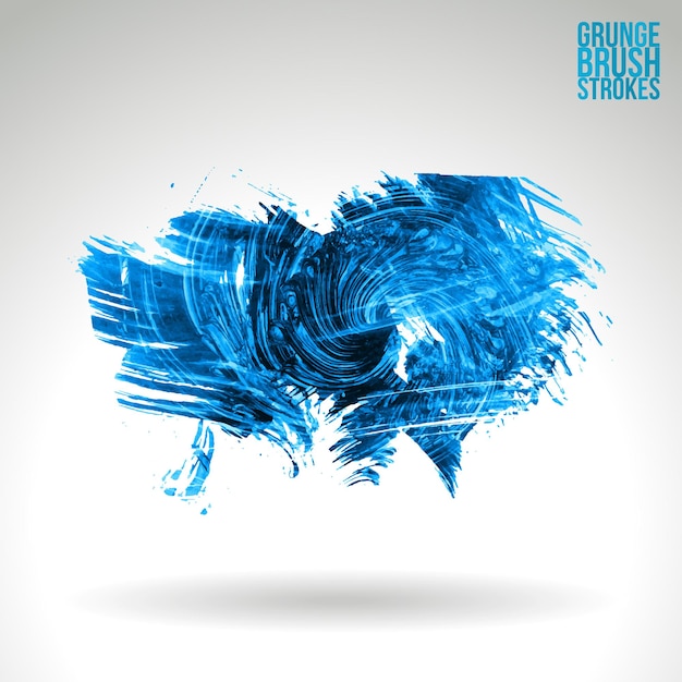 Blue brush stroke and texture. Grunge vector abstract hand - painted element.