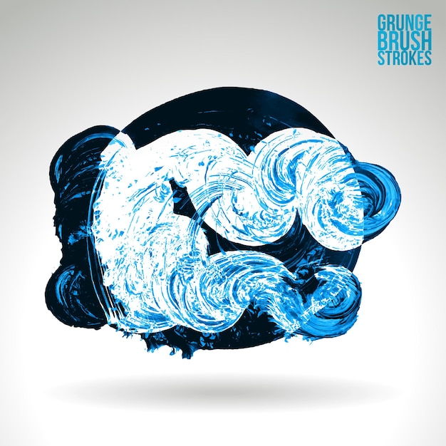 Blue brush stroke and texture. Grunge vector abstract hand - painted element.