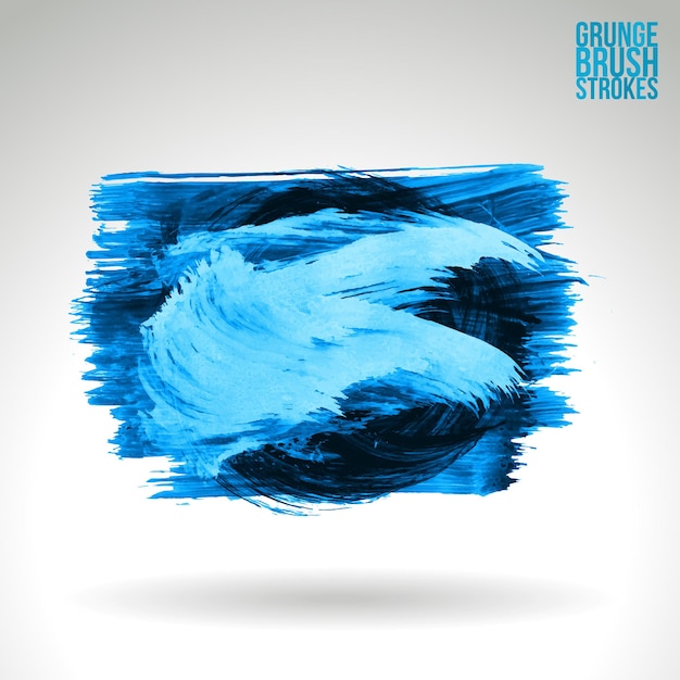 Blue brush stroke and texture. Grunge vector abstract hand - painted element.