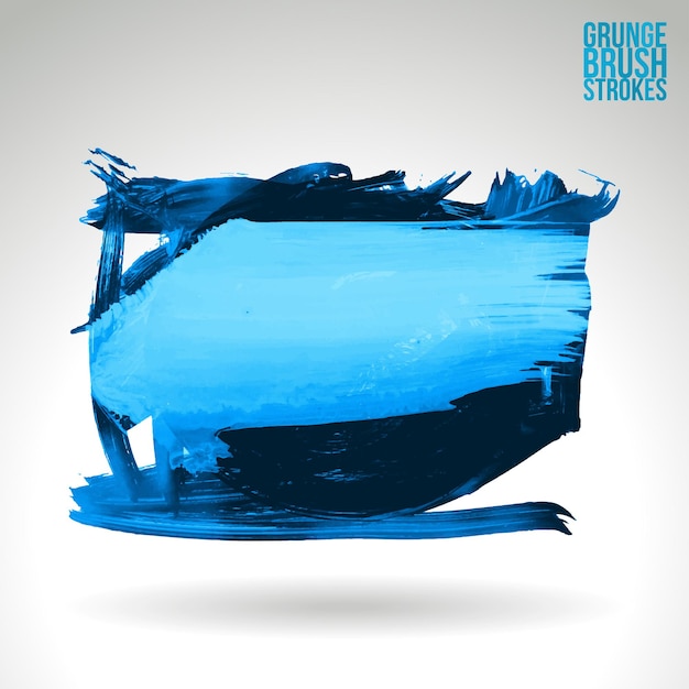 Blue brush stroke and texture. Grunge vector abstract hand - painted element.