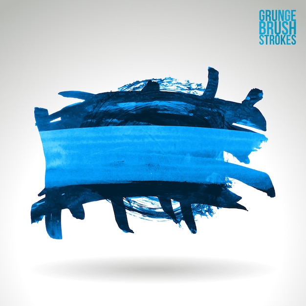 Blue brush stroke and texture. Grunge vector abstract hand - painted element.