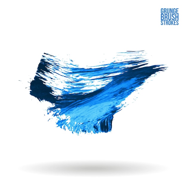 Blue brush stroke and texture Grunge vector abstract hand painted element