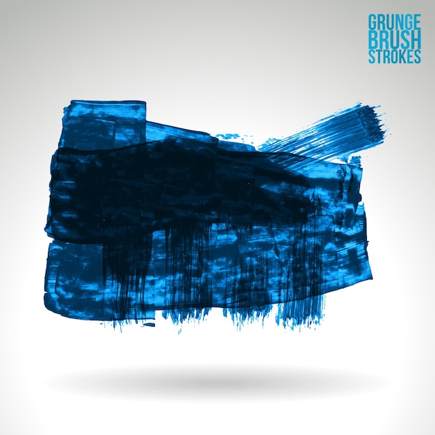 Blue brush stroke and texture. Grunge vector abstract hand - painted element.