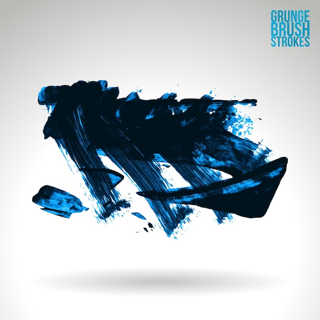 Blue brush stroke and texture. Grunge vector abstract hand - painted element.