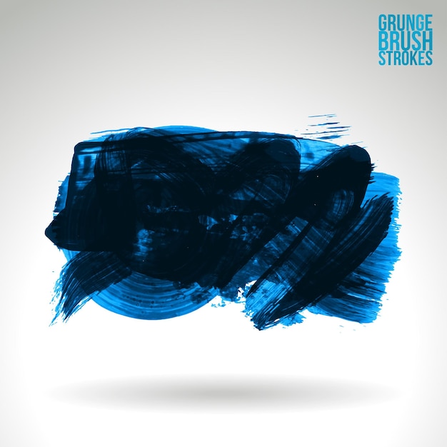 Blue brush stroke and texture. Grunge vector abstract hand - painted element.