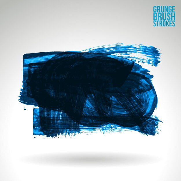 Blue brush stroke and texture. Grunge vector abstract hand - painted element.