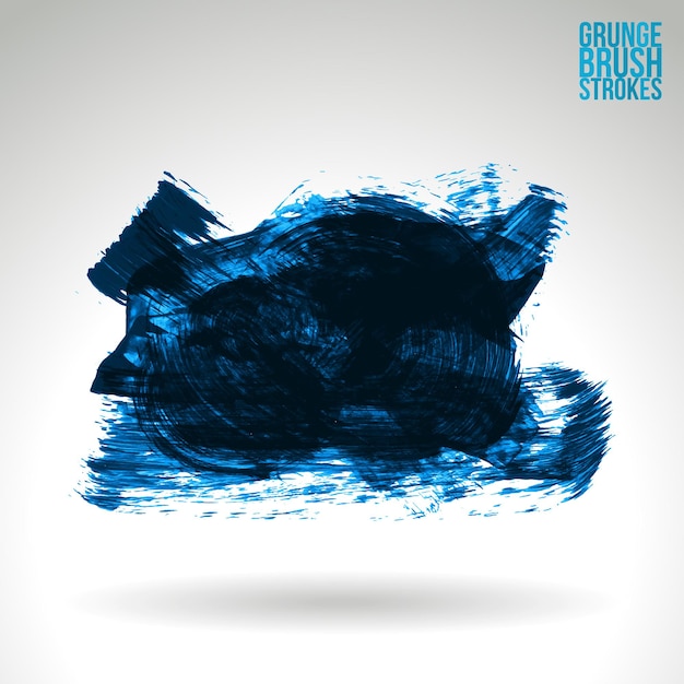 Blue brush stroke and texture. Grunge vector abstract hand - painted element.