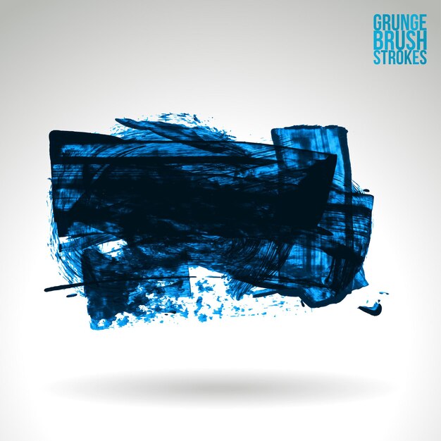 Blue brush stroke and texture. Grunge vector abstract hand - painted element.