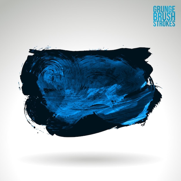 Blue brush stroke and texture. Grunge vector abstract hand - painted element.