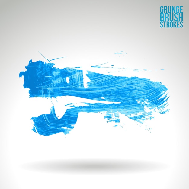 Blue brush stroke and texture. Grunge vector abstract hand - painted element.