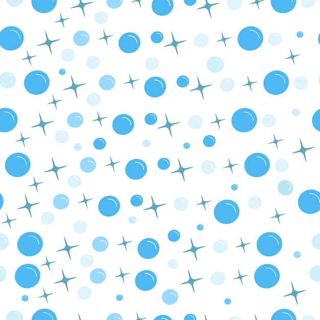 Blue bubble and shine seamless pattern