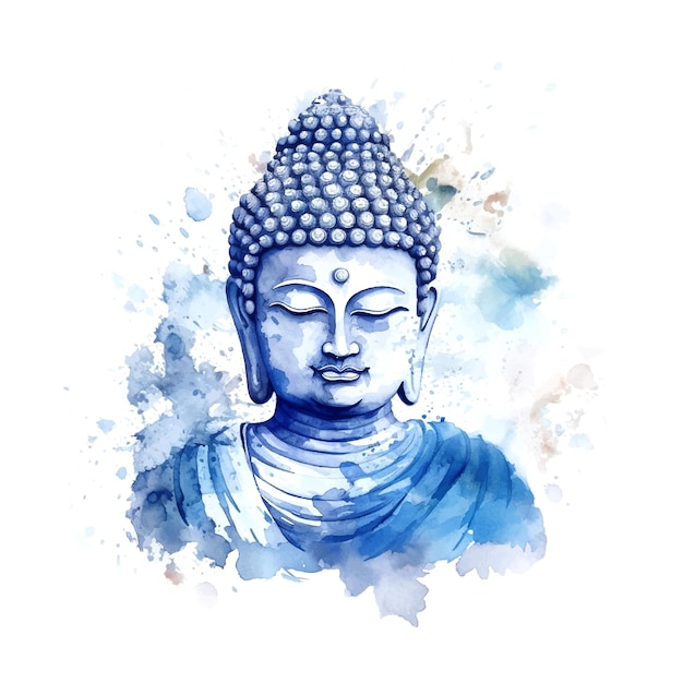 Blue buddha watercolor great design for any purposes for decoration design White background