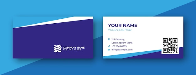 Blue business card design template clean and modern design style