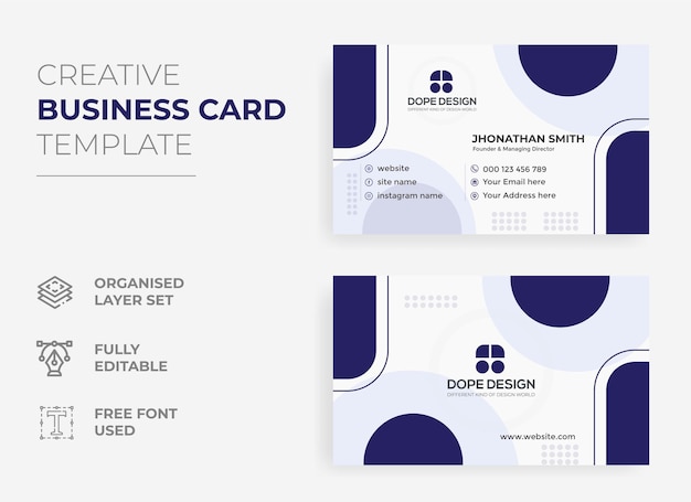 Blue business card template with modern corporate concept business card design