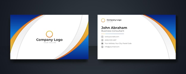 Blue business card template with modern corporate concept. Creative elegant name card and business card design