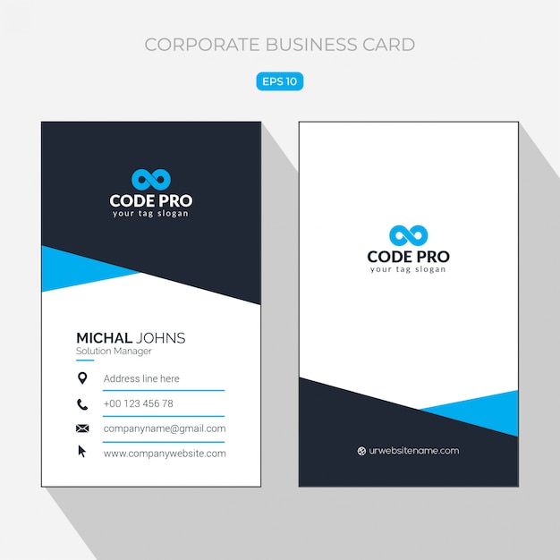 Blue business card