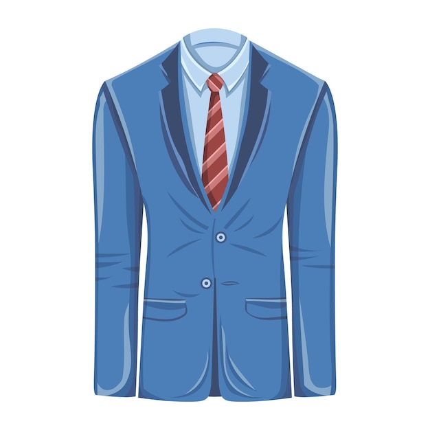 Blue business cartoon costume isolated on white background vector illustration