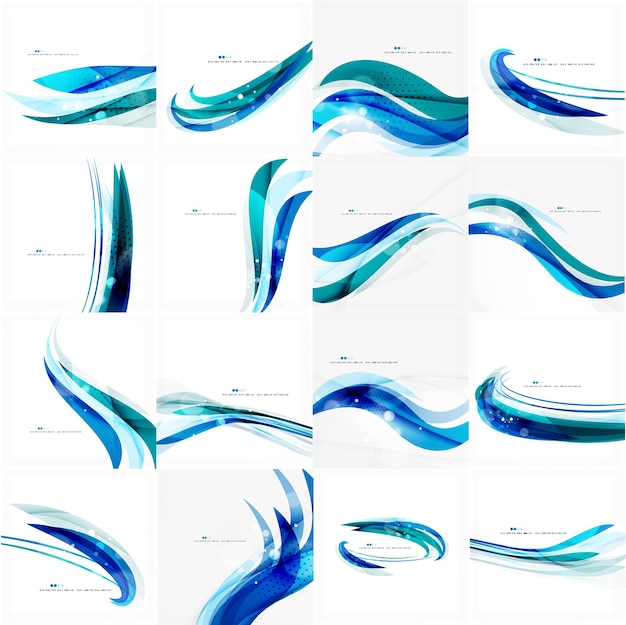 Blue business corporate wave line background