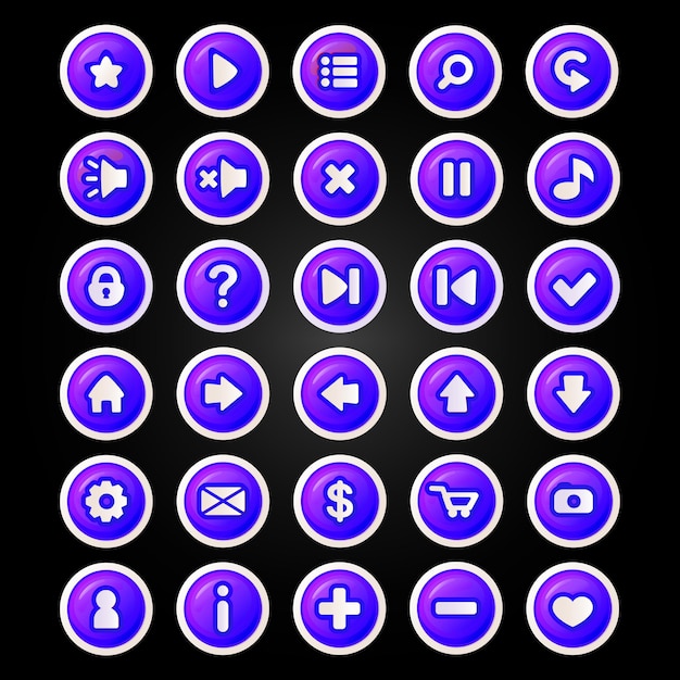 Blue buttons for games cartoon style