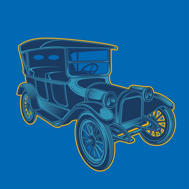 Blue Car from side illustration